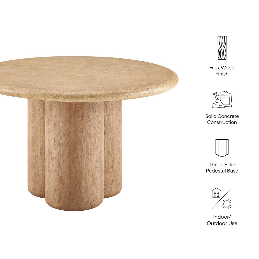 Tori 48 Inch Round Indoor and Outdoor Patio Dining Table. Picture 2