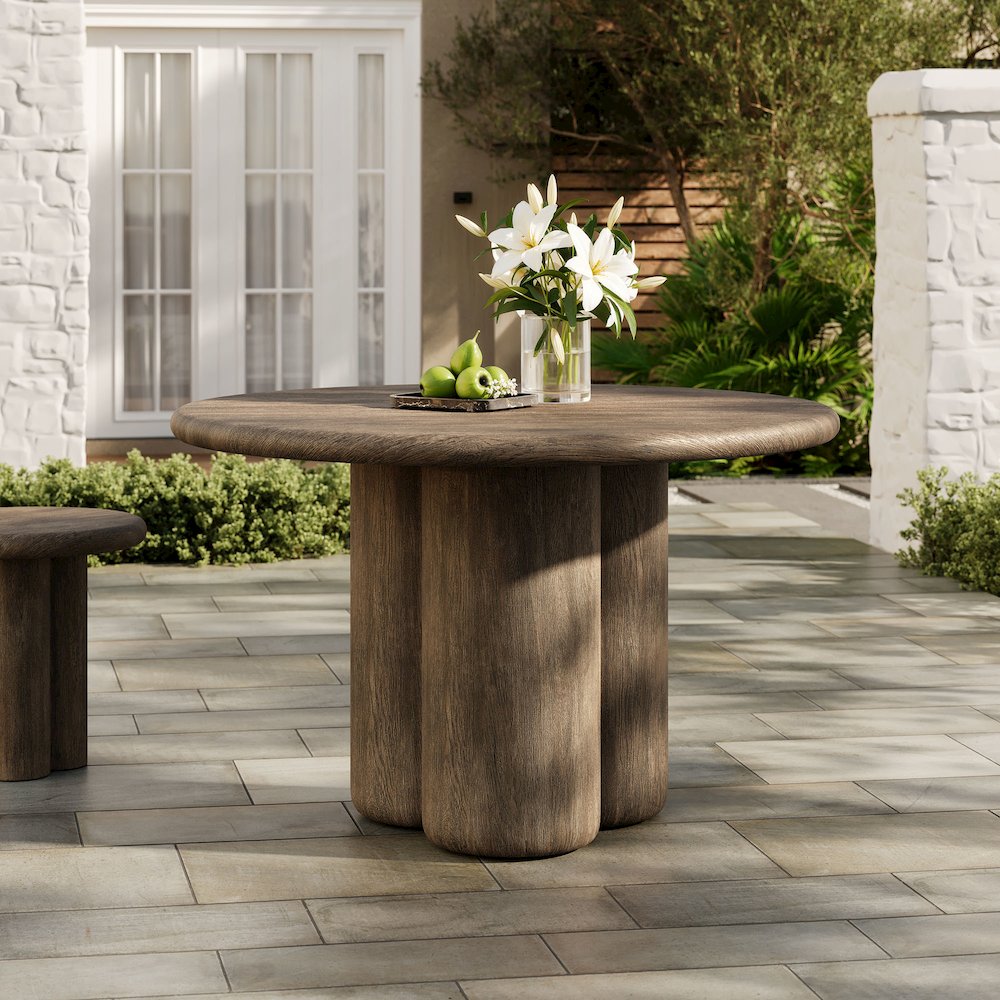 Tori 48 Inch Round Indoor and Outdoor Patio Dining Table. Picture 8