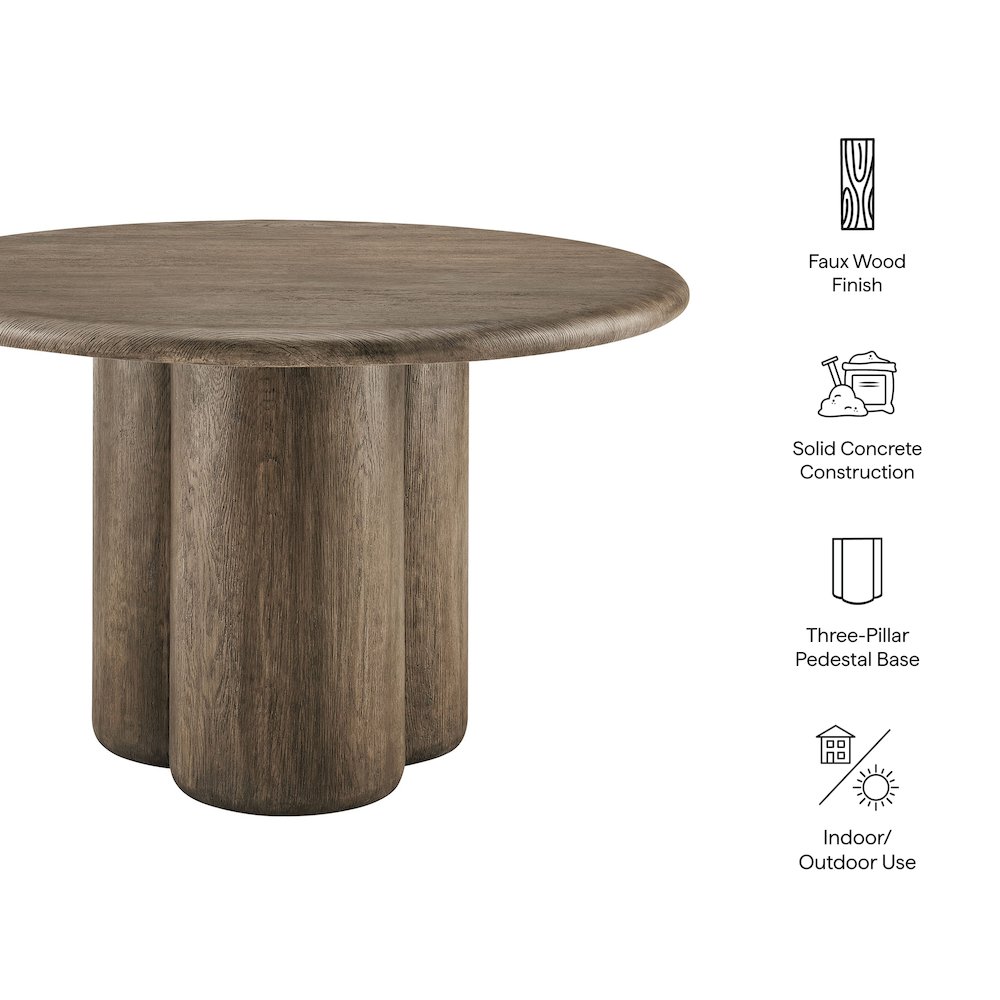 Tori 48 Inch Round Indoor and Outdoor Patio Dining Table. Picture 2