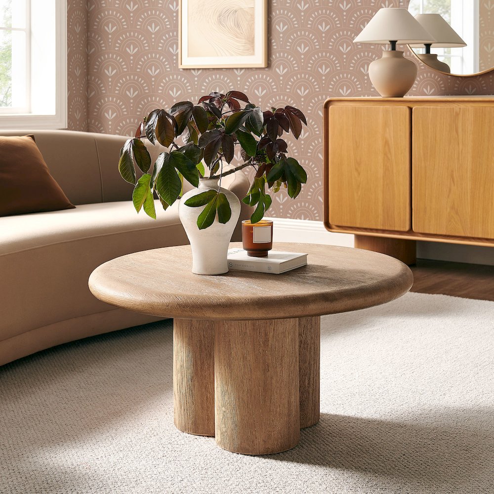 Tori 31 Inch Round Indoor and Outdoor Patio Coffee Table. Picture 7