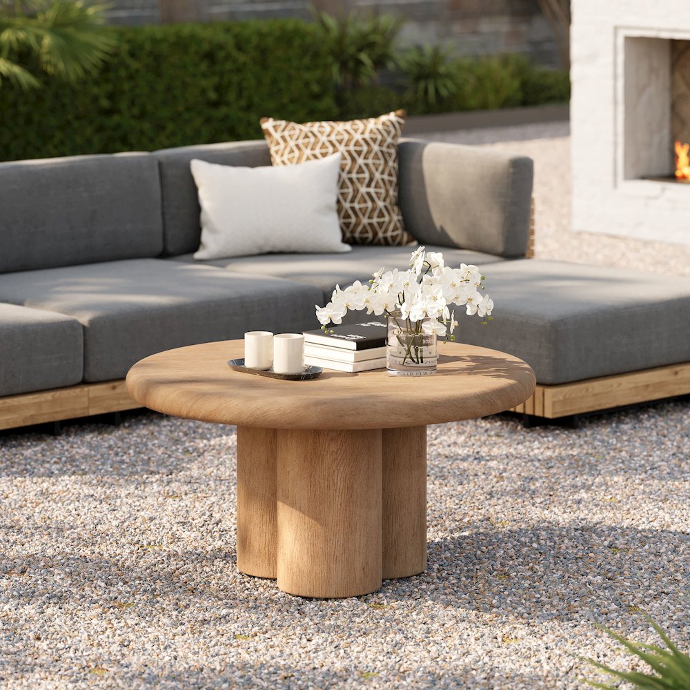 Tori 31 Inch Round Indoor and Outdoor Patio Coffee Table. Picture 8