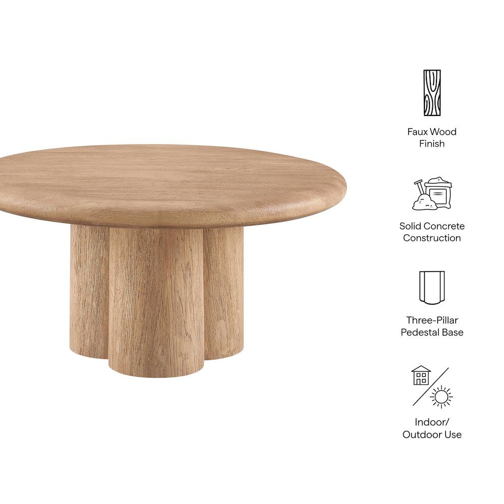 Tori 31 Inch Round Indoor and Outdoor Patio Coffee Table. Picture 2
