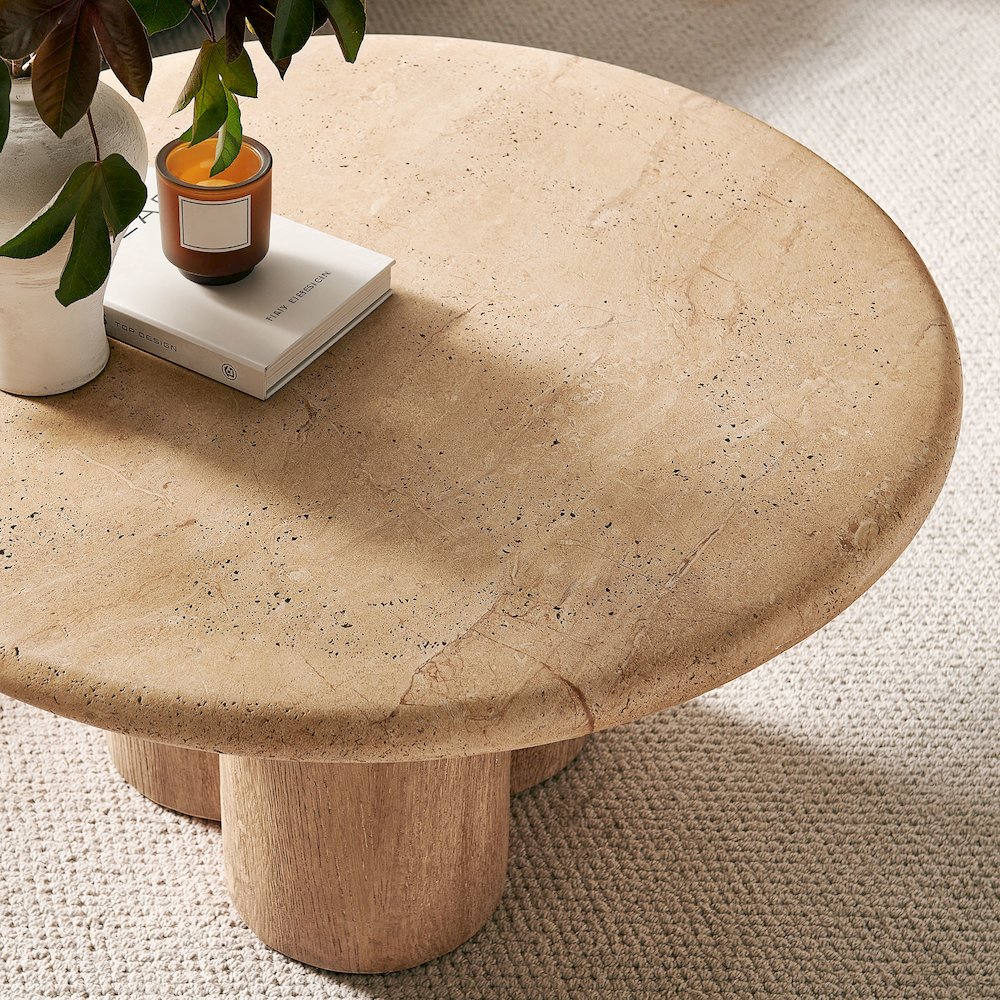 Tori 31 Inch Round Indoor and Outdoor Patio Coffee Table. Picture 9