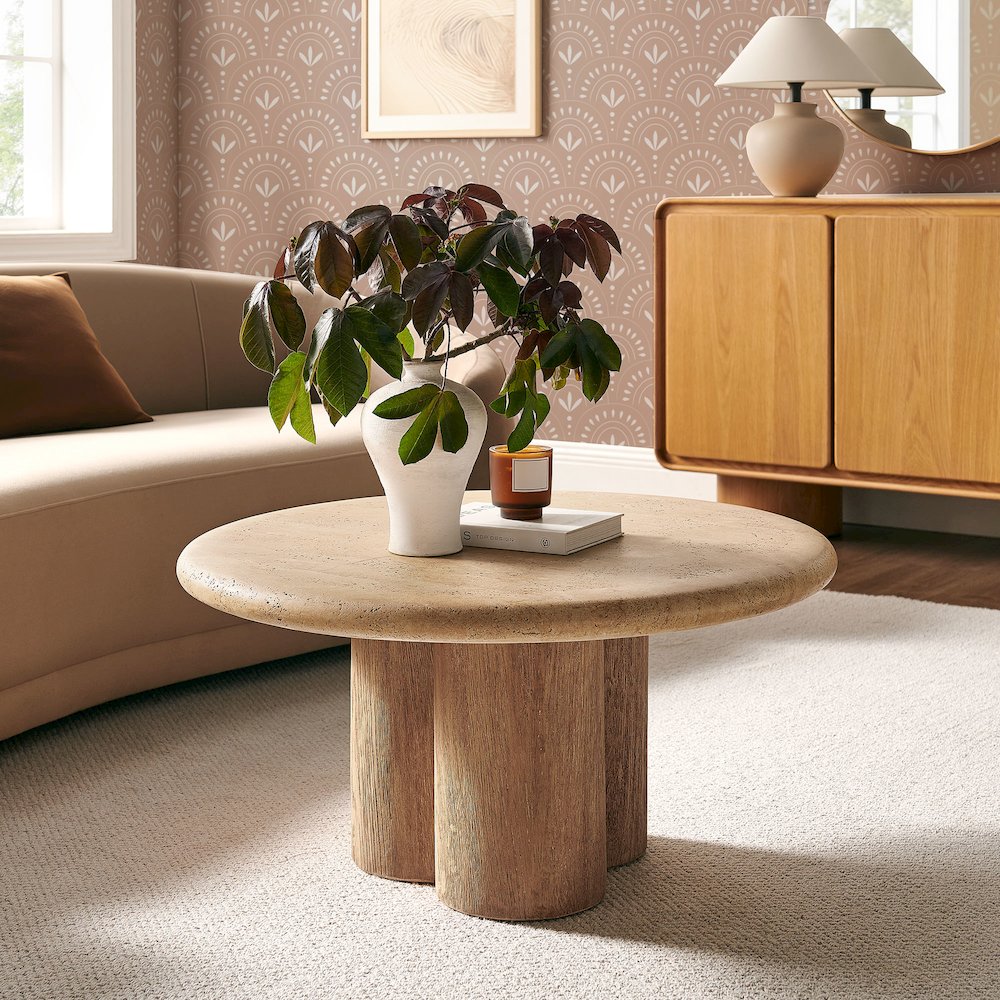 Tori 31 Inch Round Indoor and Outdoor Patio Coffee Table. Picture 7