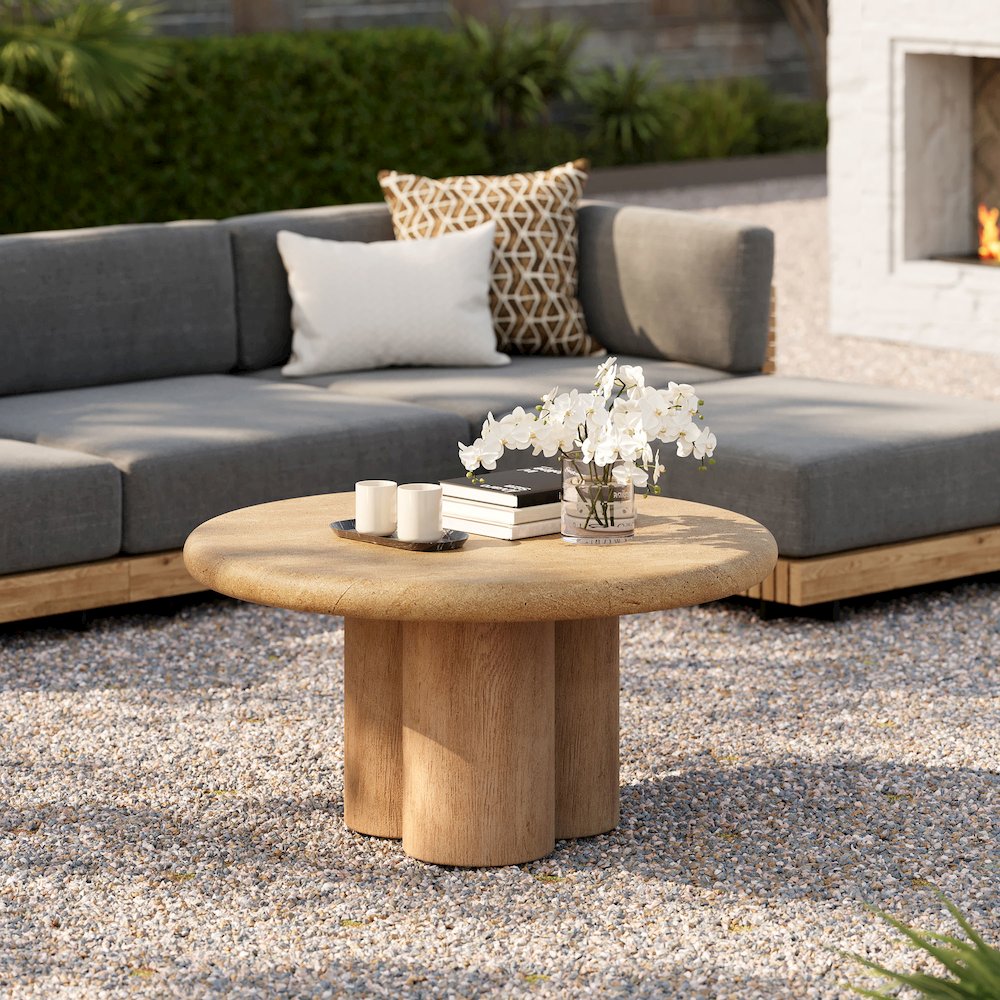 Tori 31 Inch Round Indoor and Outdoor Patio Coffee Table. Picture 8