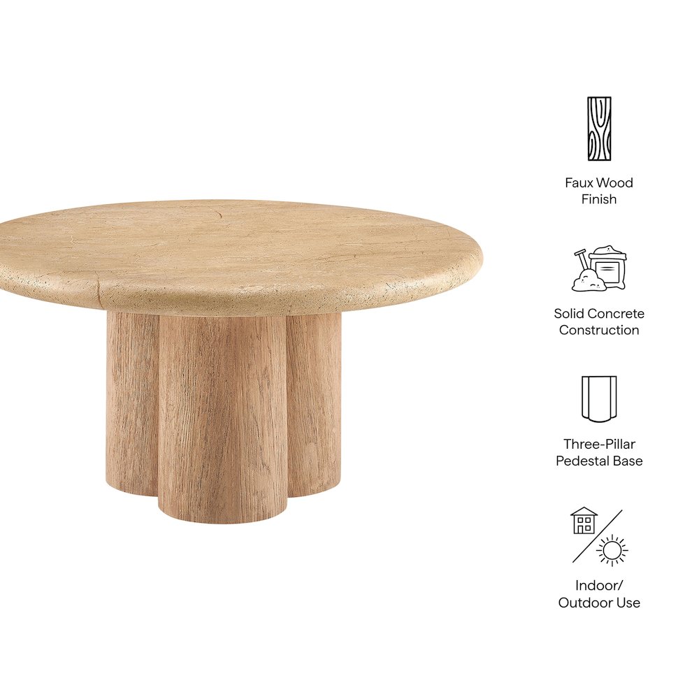 Tori 31 Inch Round Indoor and Outdoor Patio Coffee Table. Picture 2