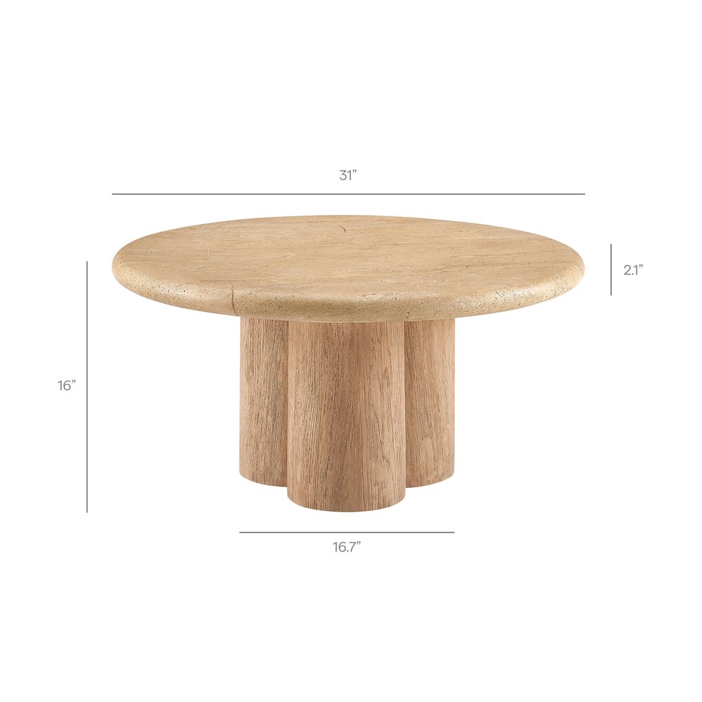 Tori 31 Inch Round Indoor and Outdoor Patio Coffee Table. Picture 3