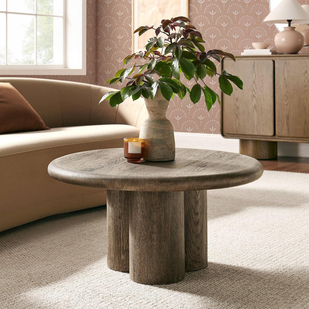 Tori 31 Inch Round Indoor and Outdoor Patio Coffee Table. Picture 7