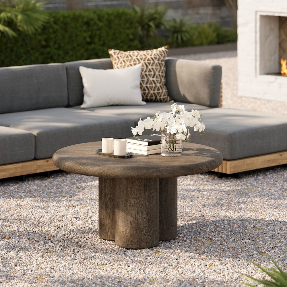 Tori 31 Inch Round Indoor and Outdoor Patio Coffee Table. Picture 8