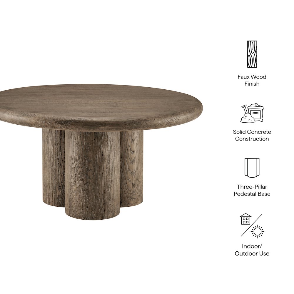 Tori 31 Inch Round Indoor and Outdoor Patio Coffee Table. Picture 2