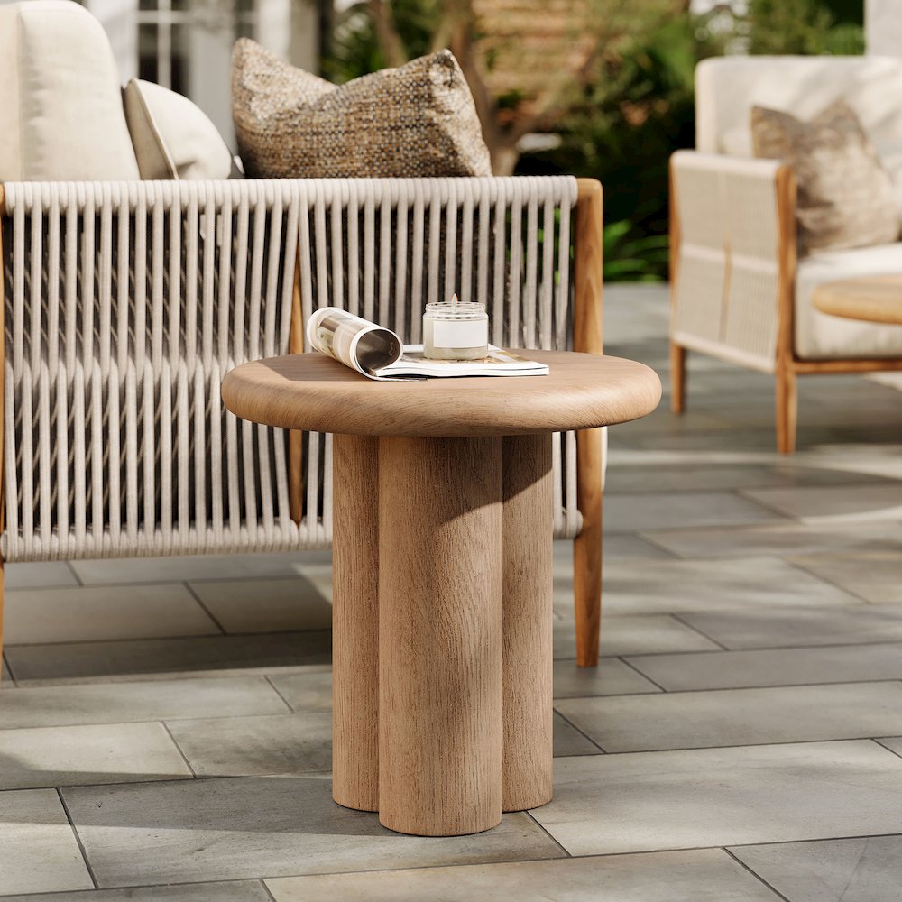 Tori 20 Inch Round Indoor and Outdoor Patio Side Table. Picture 8