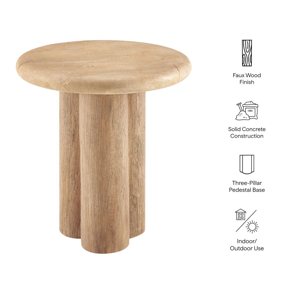 Tori 20 Inch Round Indoor and Outdoor Patio Side Table. Picture 2