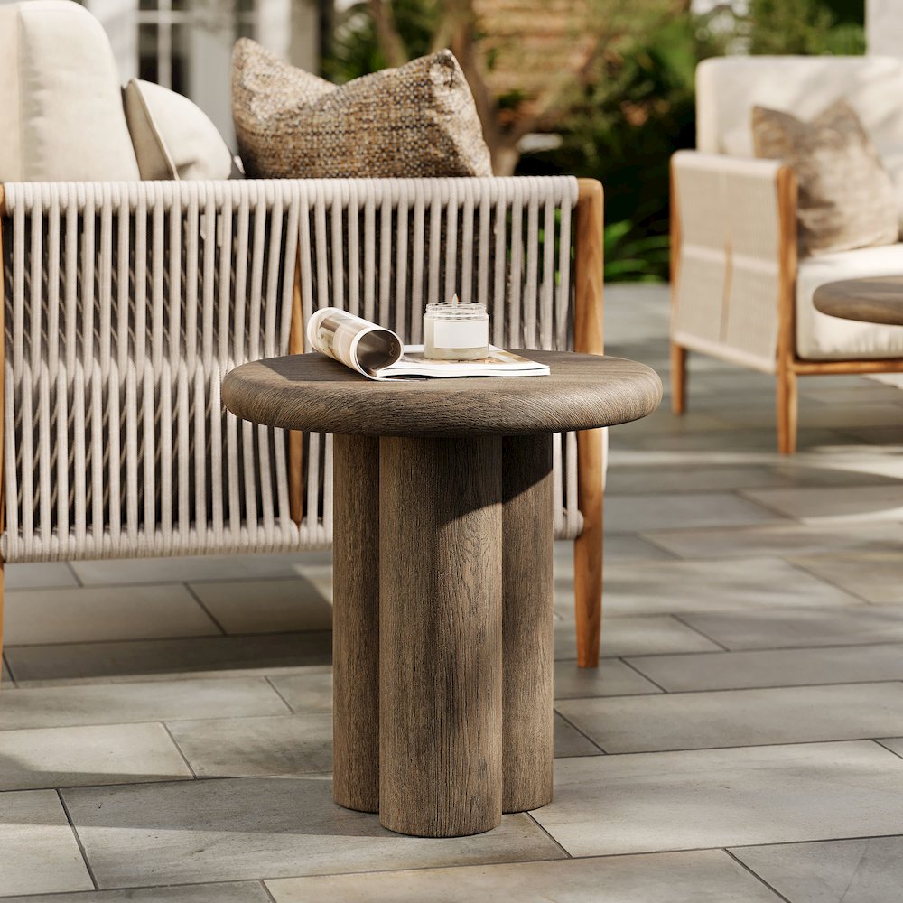 Tori 20 Inch Round Indoor and Outdoor Patio Side Table. Picture 8