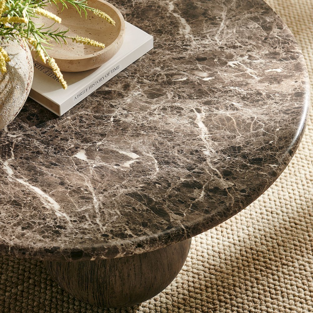Pietra Indoor Outdoor Patio Round Coffee Table. Picture 11
