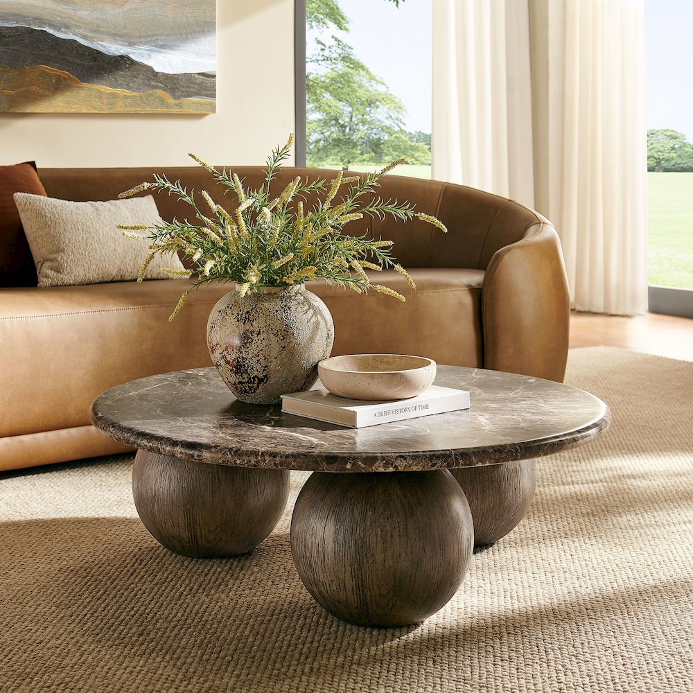 Pietra Indoor Outdoor Patio Round Coffee Table. Picture 9