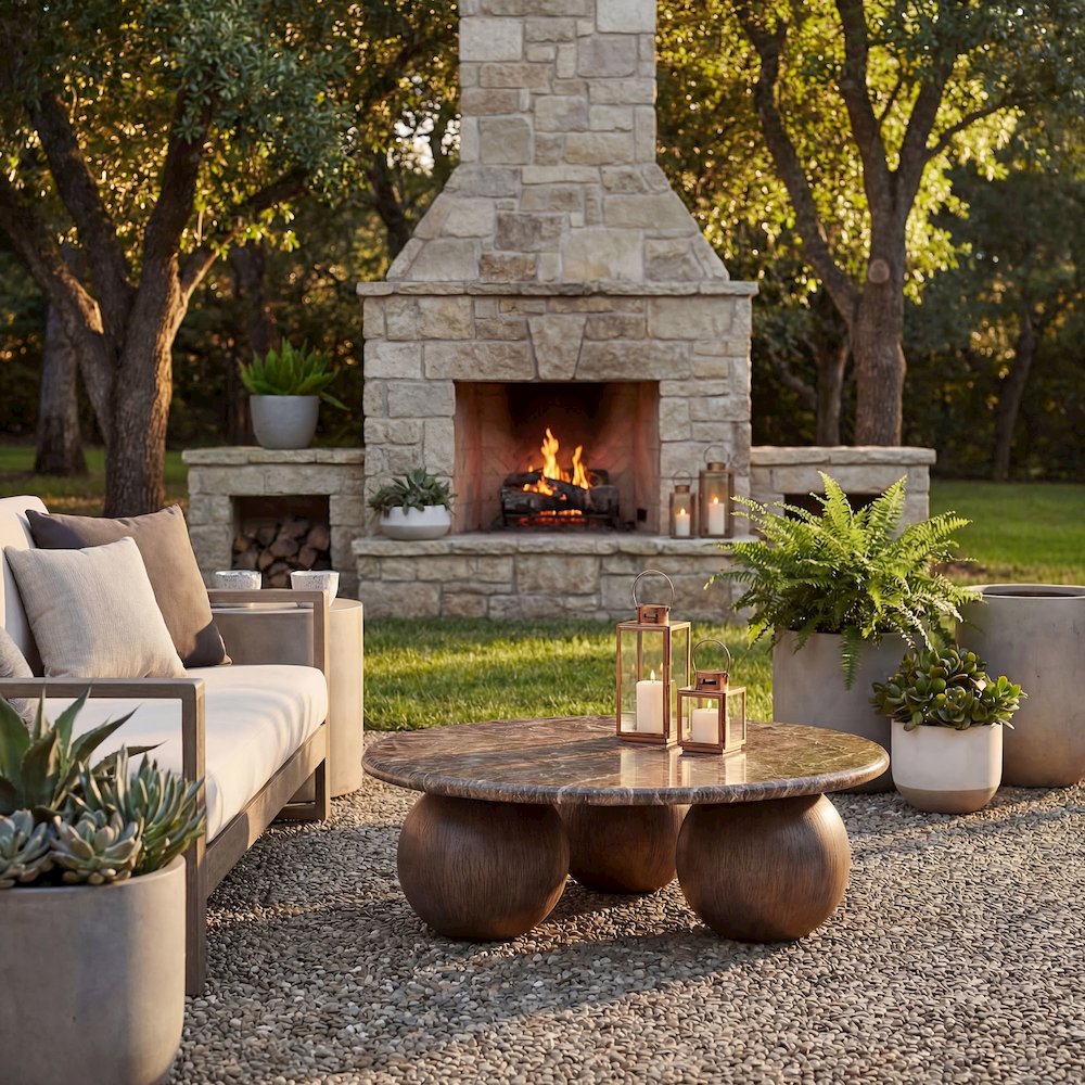 Pietra Indoor Outdoor Patio Round Coffee Table. Picture 8