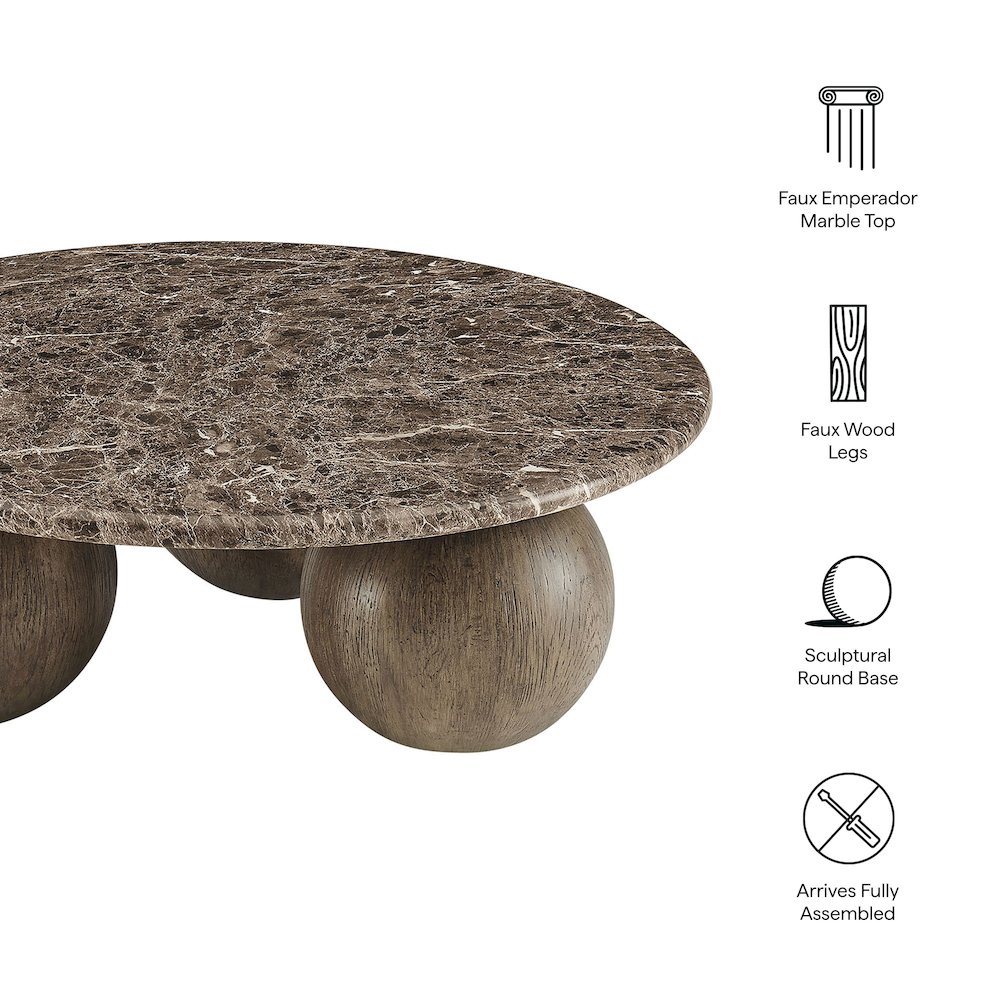 Pietra Indoor Outdoor Patio Round Coffee Table. Picture 2