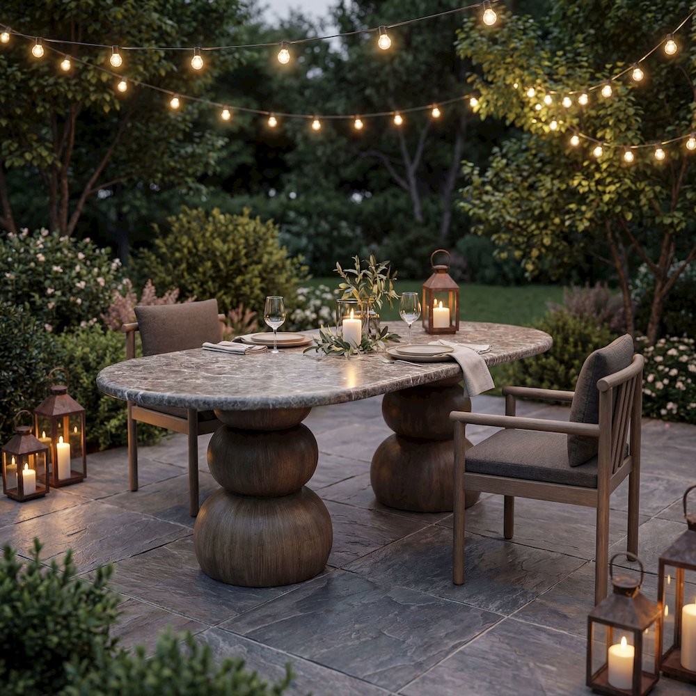 Pietra Indoor Outdoor Patio Oval Dining Table. Picture 9