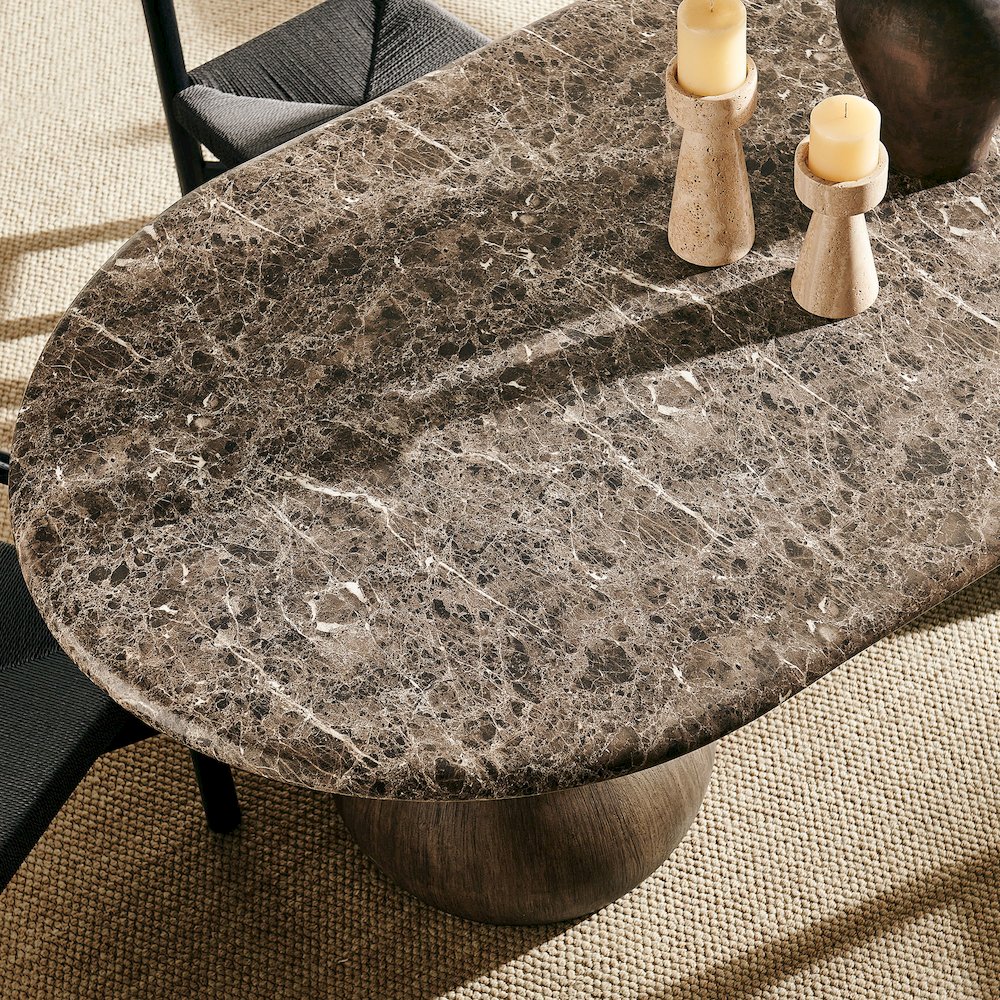 Pietra Indoor Outdoor Patio Oval Dining Table. Picture 12
