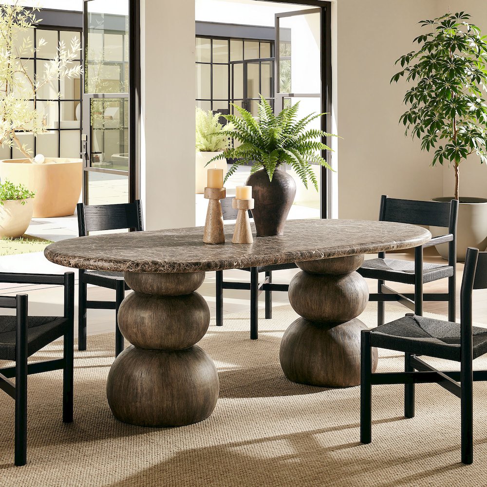 Pietra Indoor Outdoor Patio Oval Dining Table. Picture 11