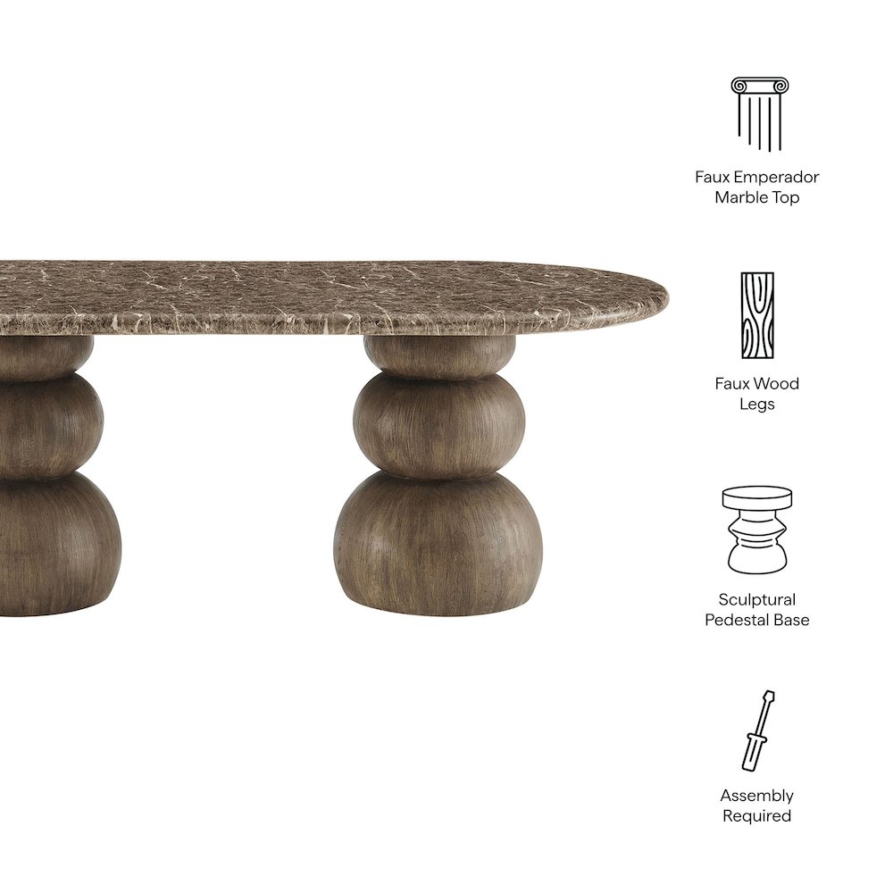 Pietra Indoor Outdoor Patio Oval Dining Table. Picture 2