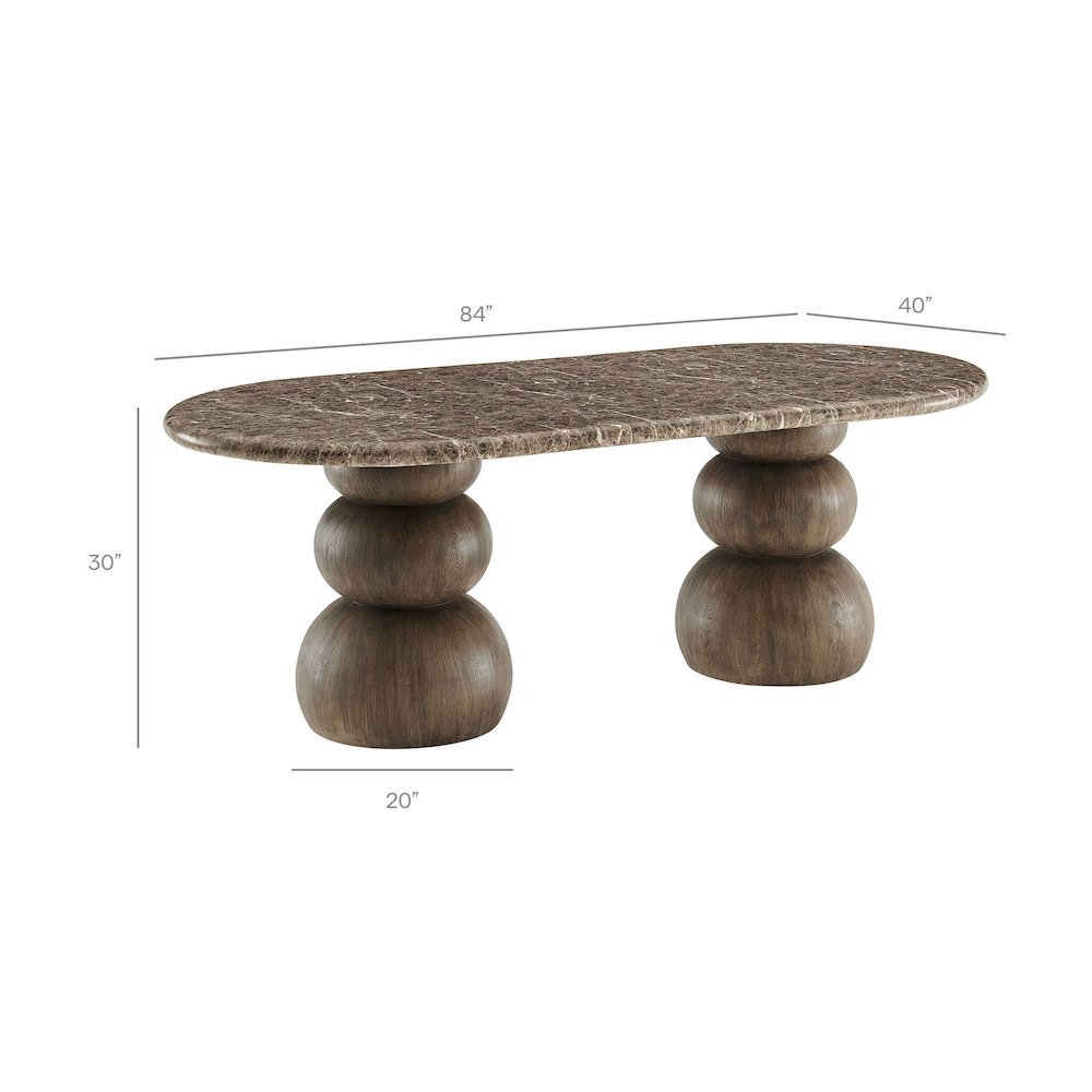 Pietra Indoor Outdoor Patio Oval Dining Table. Picture 3