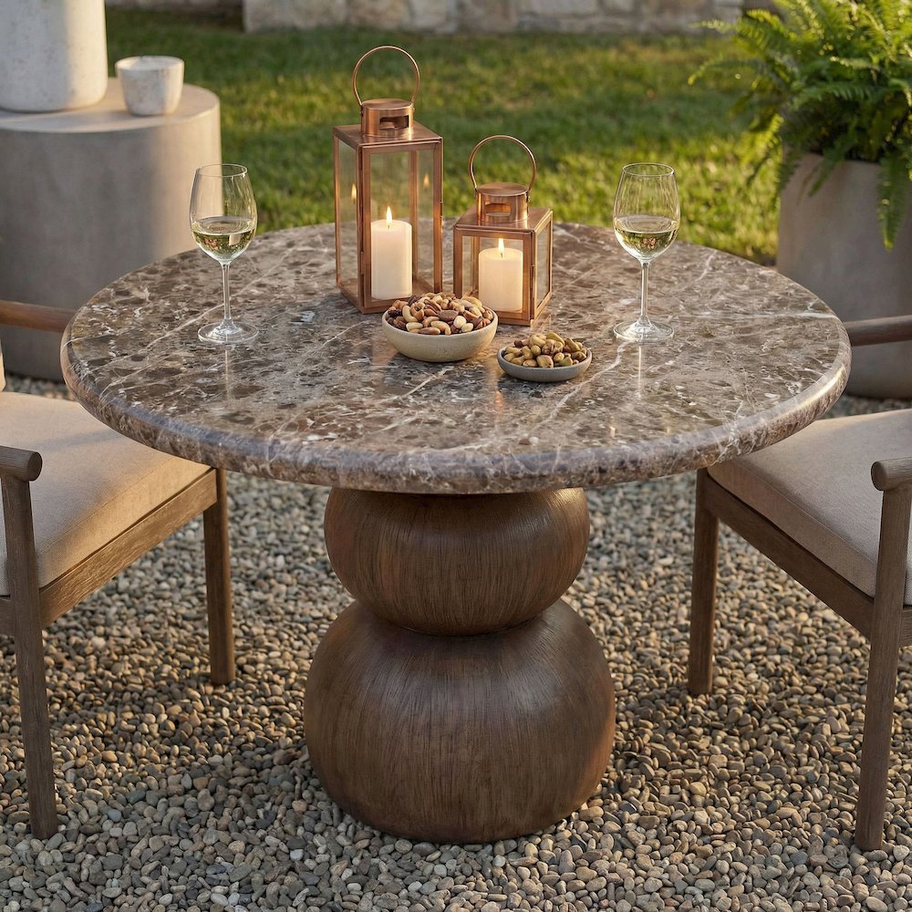 Pietra Indoor Outdoor Patio Round Dining Table. Picture 9