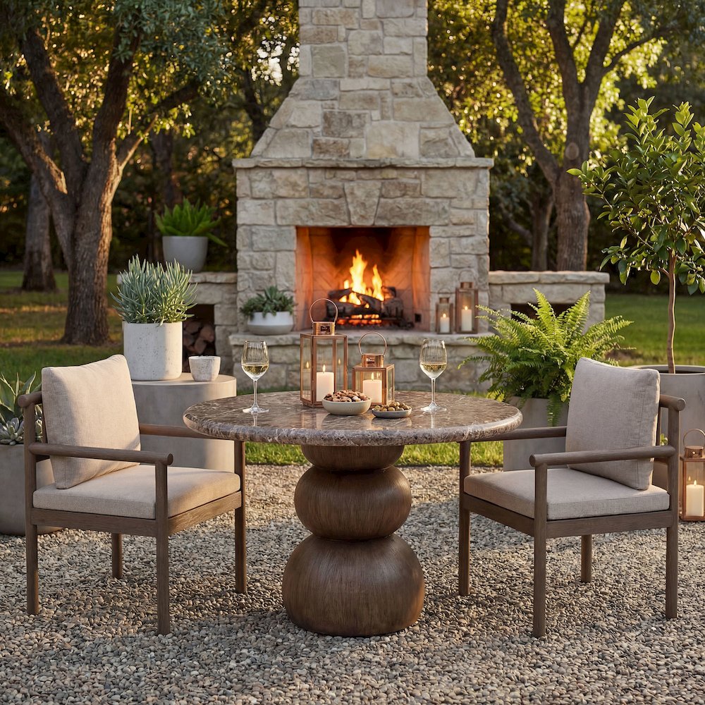 Pietra Indoor Outdoor Patio Round Dining Table. Picture 8