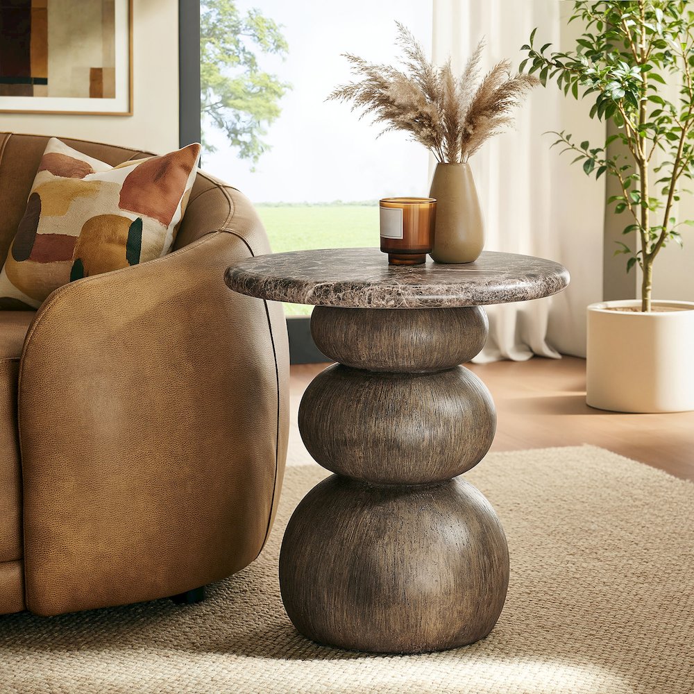 Pietra Indoor Outdoor Patio Round Side Table. Picture 10