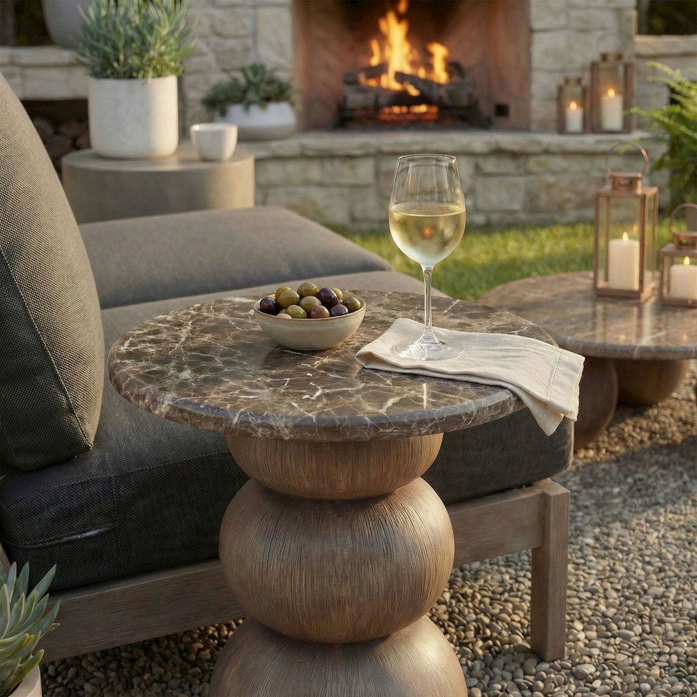 Pietra Indoor Outdoor Patio Round Side Table. Picture 8