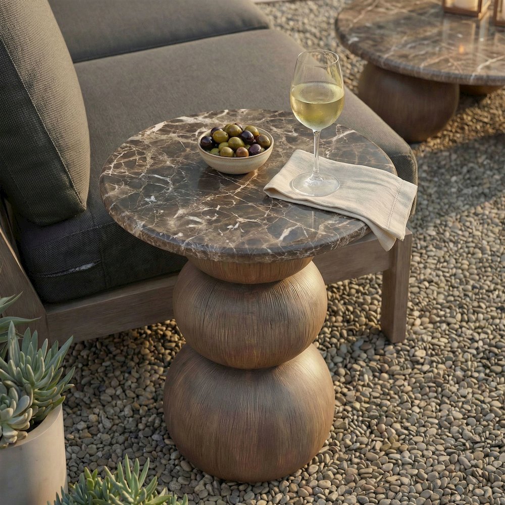 Pietra Indoor Outdoor Patio Round Side Table. Picture 9