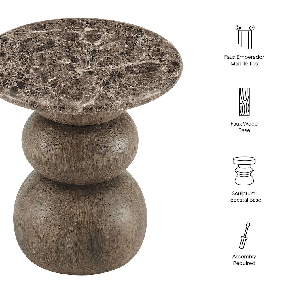 Pietra Indoor Outdoor Patio Round Side Table. Picture 2