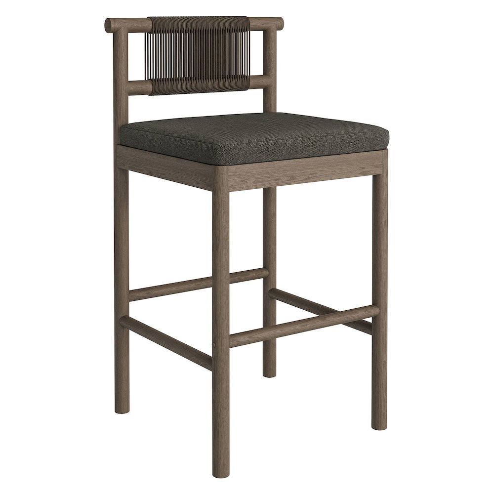 Eleni Outdoor Patio Teak Wood Bar Stools Set of 2. Picture 4
