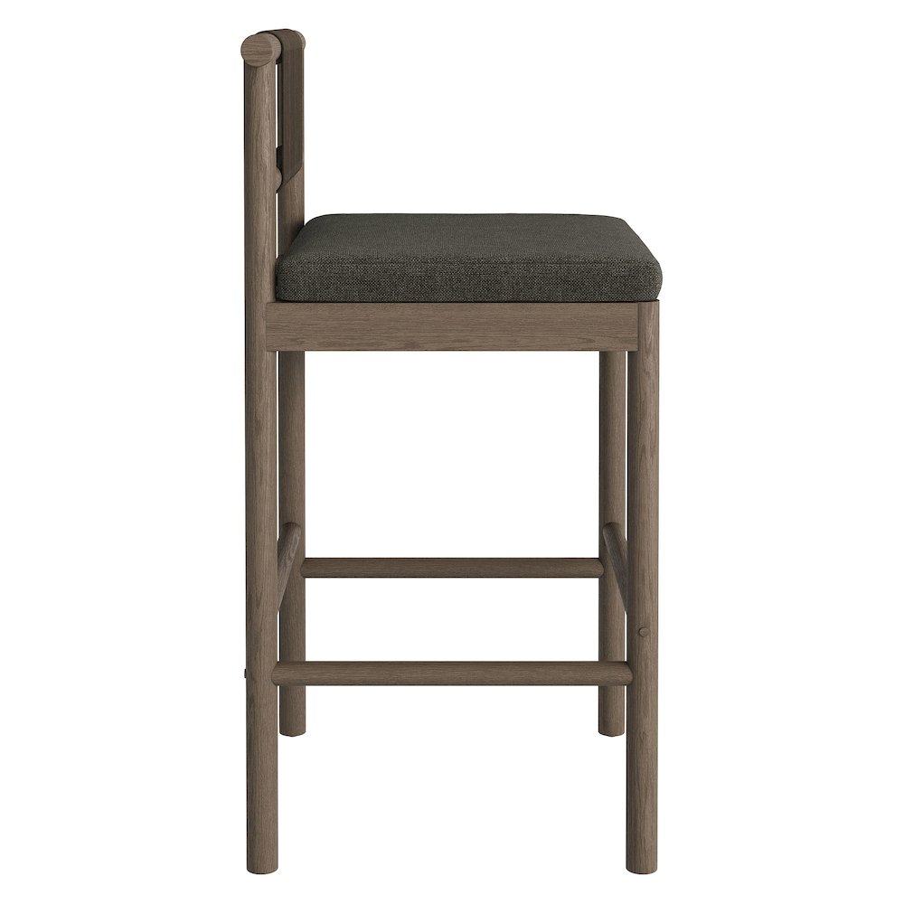Eleni Outdoor Patio Teak Wood Bar Stools Set of 2. Picture 5