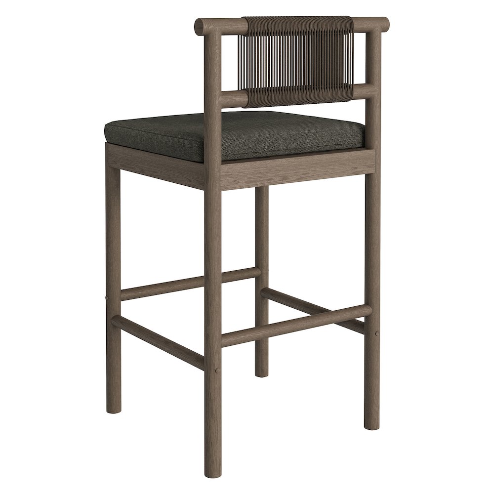 Eleni Outdoor Patio Teak Wood Bar Stools Set of 2. Picture 6