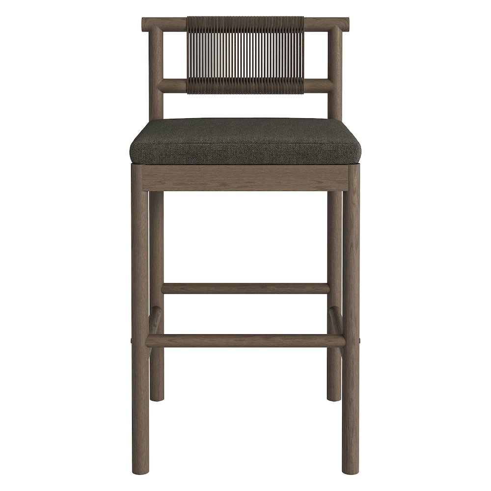 Eleni Outdoor Patio Teak Wood Bar Stools Set of 2. Picture 7