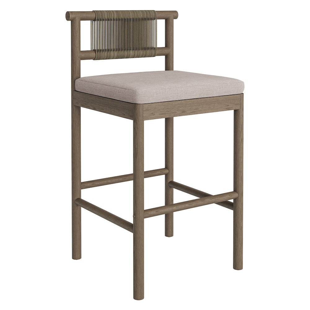 Eleni Outdoor Patio Teak Wood Bar Stools Set of 2. Picture 4