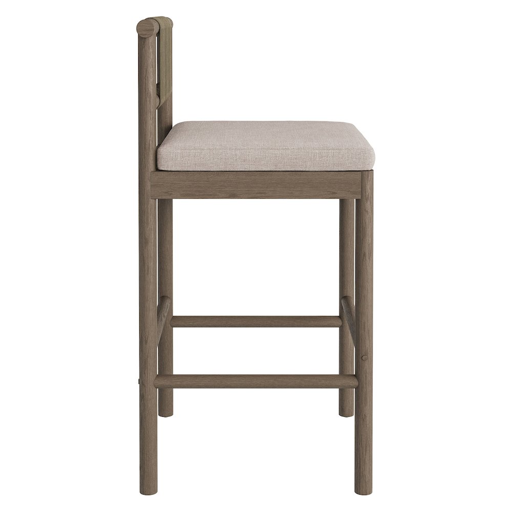 Eleni Outdoor Patio Teak Wood Bar Stools Set of 2. Picture 5