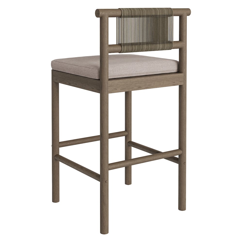 Eleni Outdoor Patio Teak Wood Bar Stools Set of 2. Picture 6