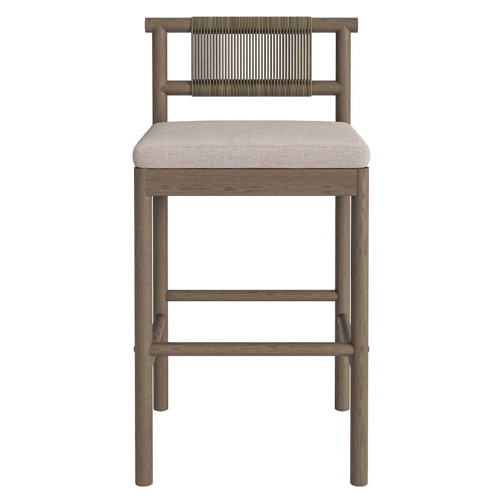 Eleni Outdoor Patio Teak Wood Bar Stools Set of 2. Picture 7
