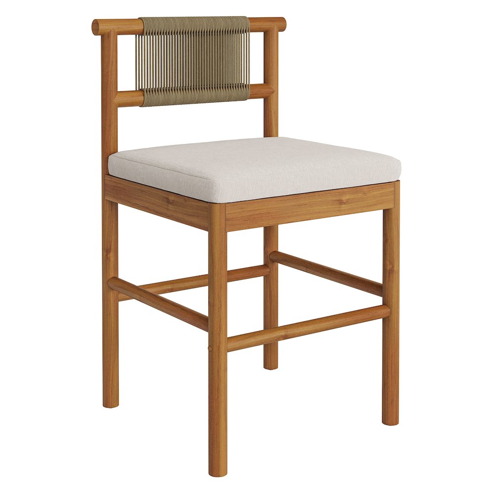 Eleni Outdoor Patio Teak Wood Counter Stools Set of 2. Picture 4