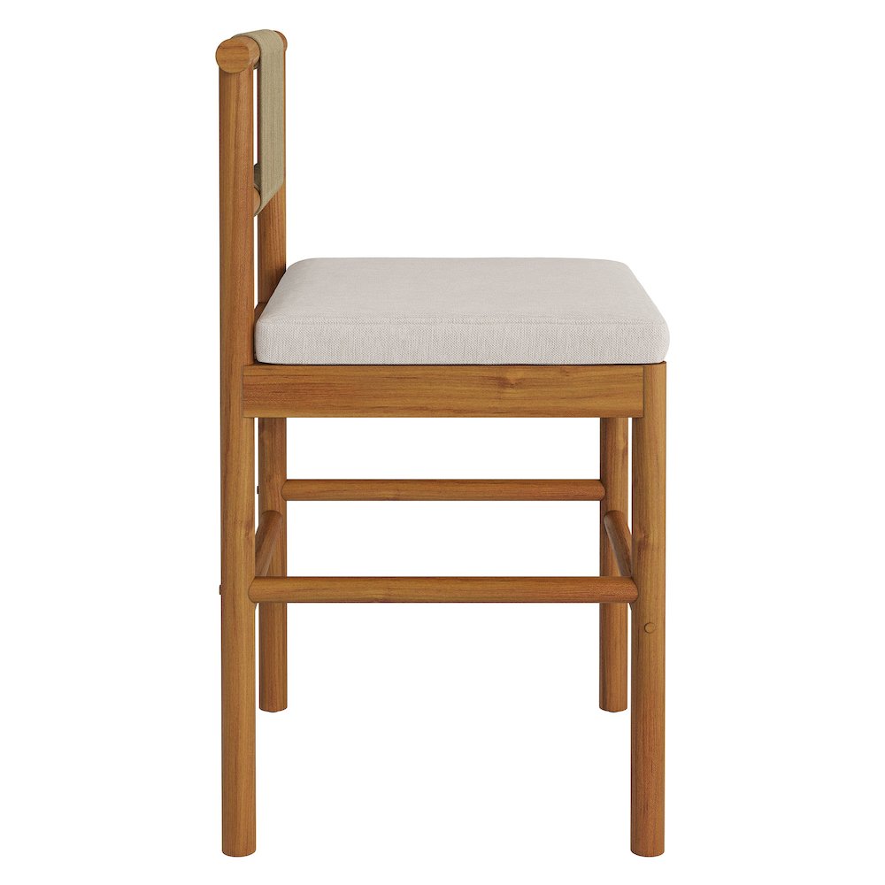 Eleni Outdoor Patio Teak Wood Counter Stools Set of 2. Picture 5