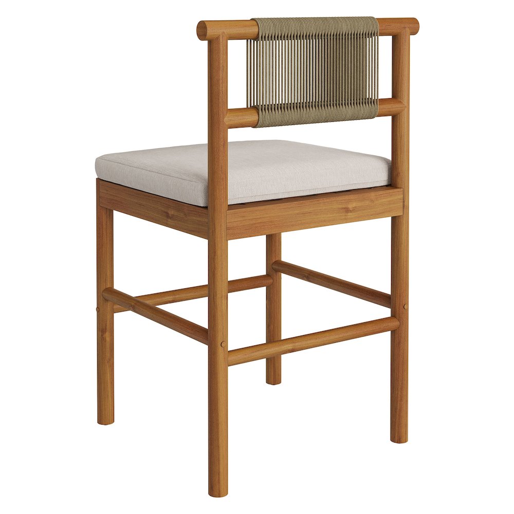 Eleni Outdoor Patio Teak Wood Counter Stools Set of 2. Picture 6