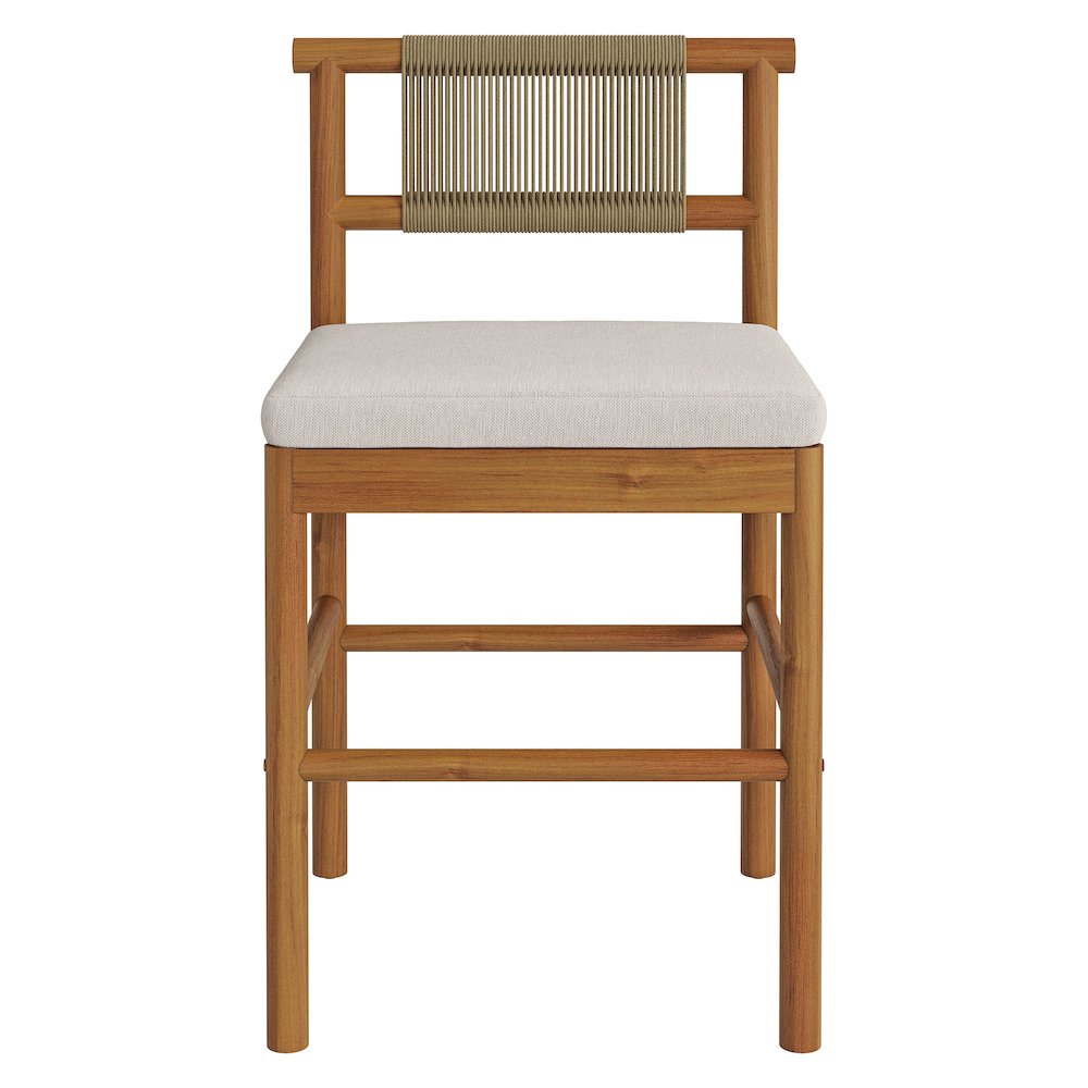 Eleni Outdoor Patio Teak Wood Counter Stools Set of 2. Picture 7