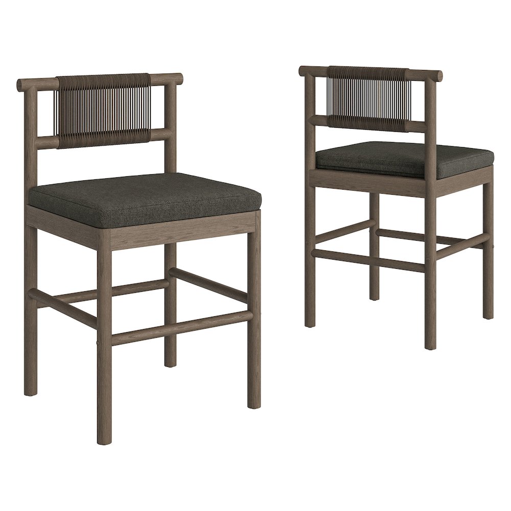 Eleni Outdoor Patio Teak Wood Counter Stools Set of 2. Picture 1