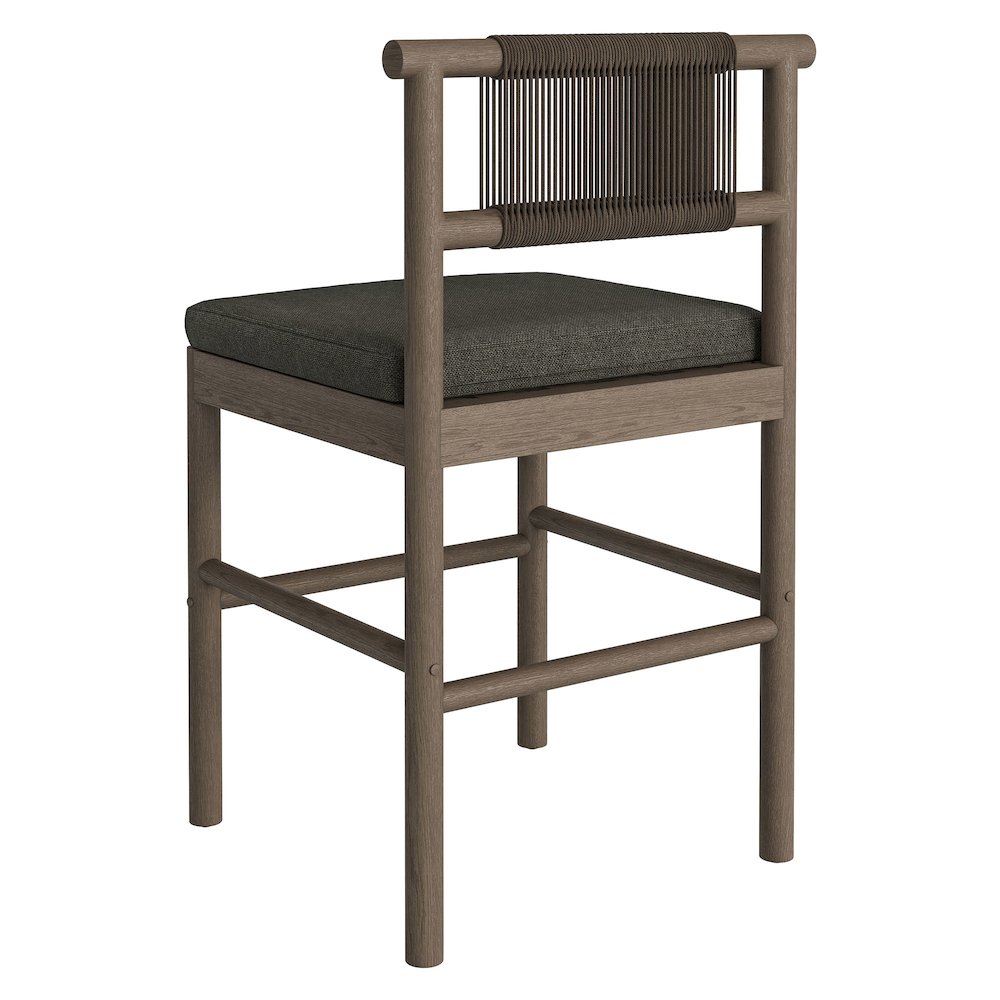 Eleni Outdoor Patio Teak Wood Counter Stools Set of 2. Picture 6