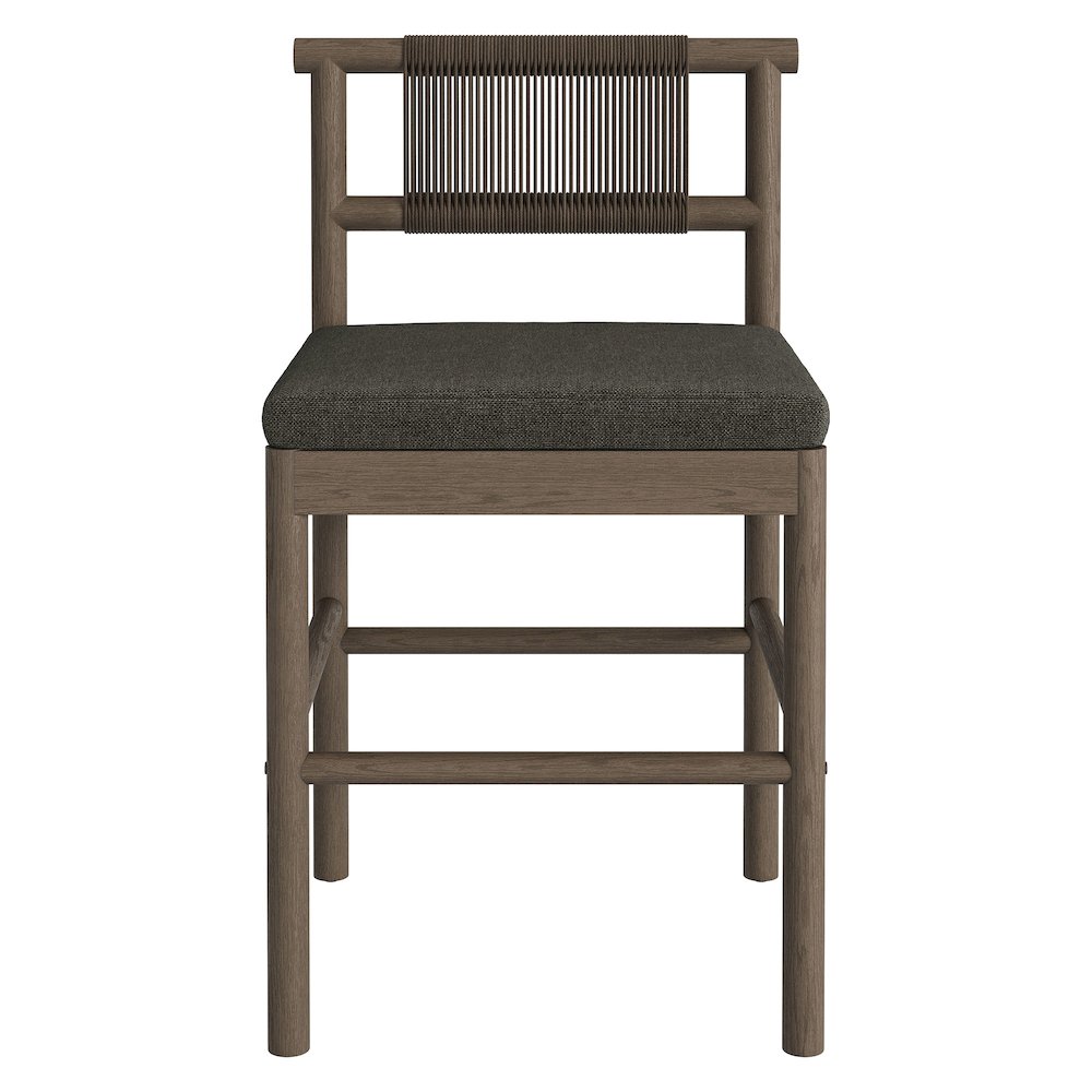 Eleni Outdoor Patio Teak Wood Counter Stools Set of 2. Picture 7