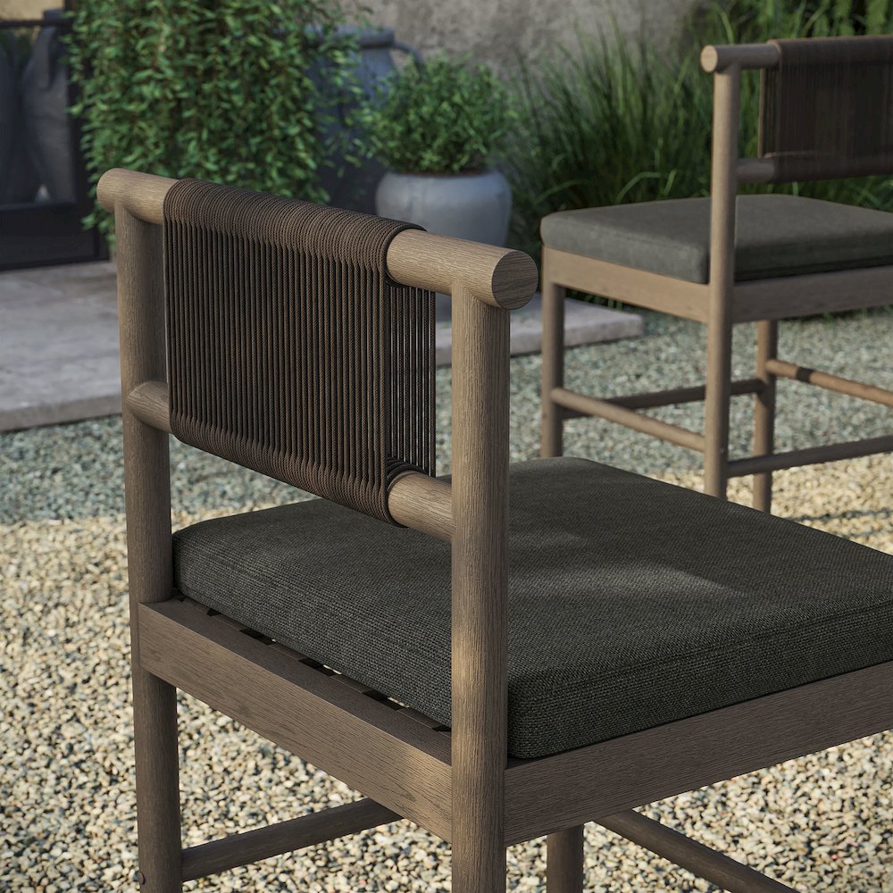 Eleni Outdoor Patio Teak Wood Counter Stools Set of 2. Picture 10