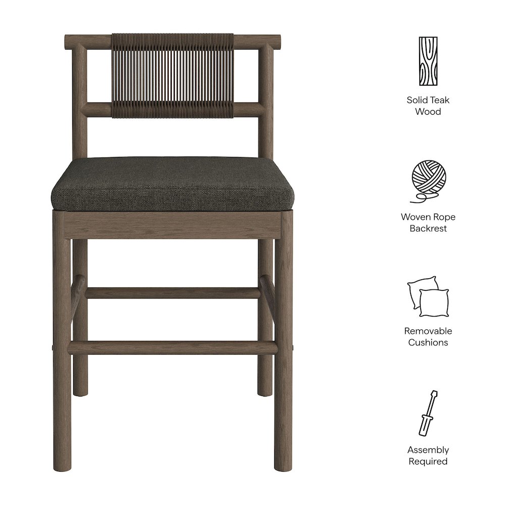 Eleni Outdoor Patio Teak Wood Counter Stools Set of 2. Picture 2