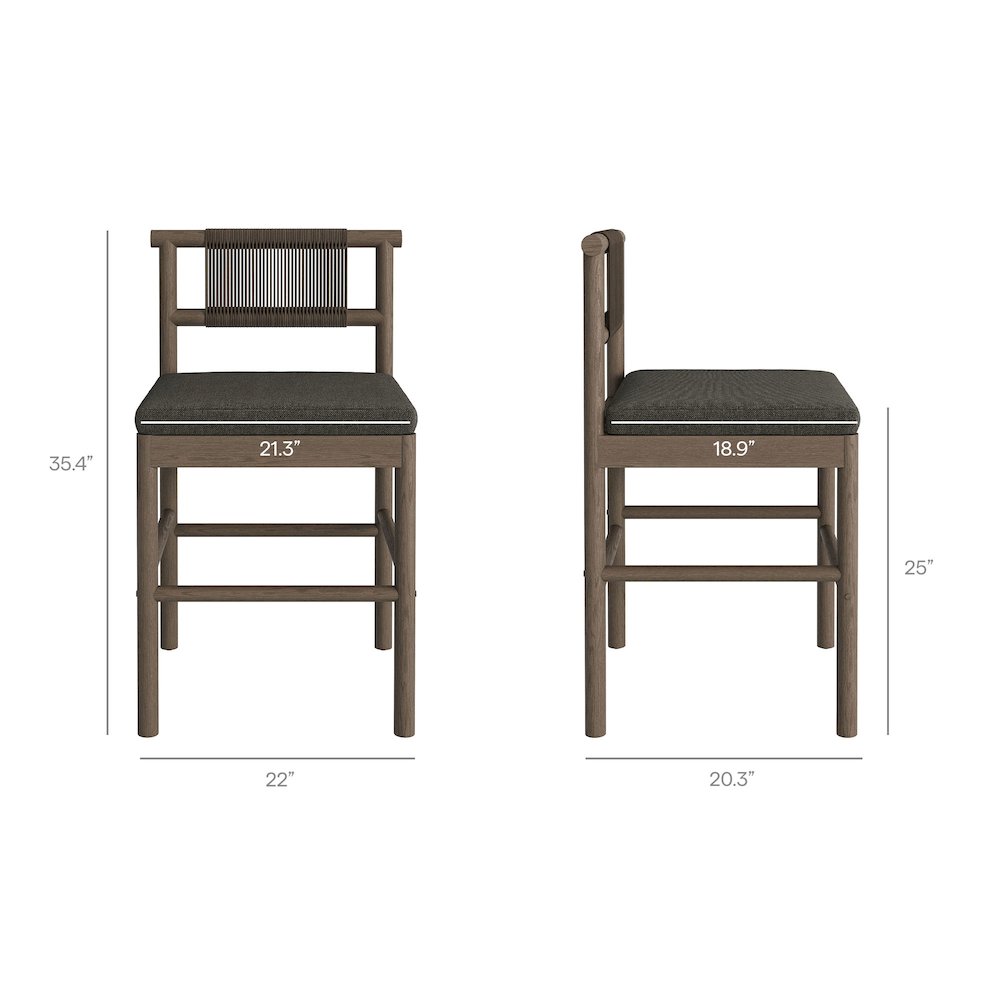Eleni Outdoor Patio Teak Wood Counter Stools Set of 2. Picture 3